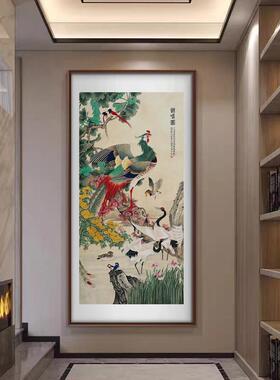 网红百鸟朝凤图国画唐寅唐伯虎新中式花鸟装档画玄饰关进门轻奢高