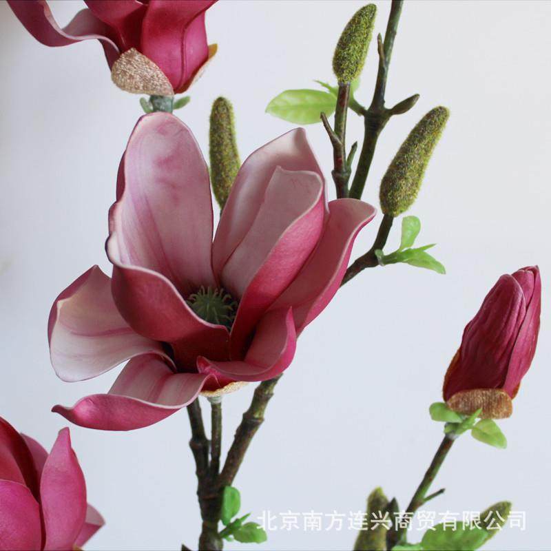 北欧手感PE玉兰真大枝红火玉兰家居婚庆软装假花,淘宝优惠券,粉丝福利购,淘宝优惠卷