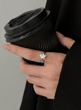 做你的可爱鬼！甜酷风幽灵芒星戒指女小众独特食指开口指环情侣戒