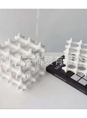 现代简约创意树脂几何魔方电镀树脂摆件样板房售楼处桌面茶几饰品