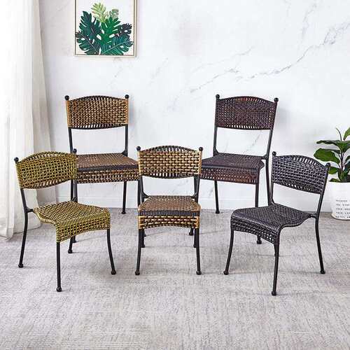 时尚简约小藤椅靠背椅家用手工编织儿童单人休闲椅组合高矮凳 - 图3