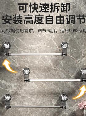 强力吸盘式毛巾架2026新款免打孔 卫生间浴室伸缩毛巾杆置物架洗