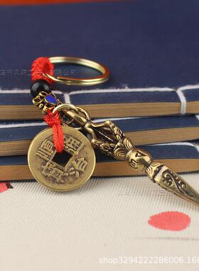 实心黄铜藏式密宗法器金刚杵纯铜降魔金刚杵摆件手把件小铜器