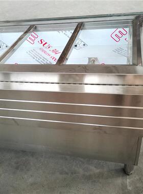 商用保温售饭台不锈钢玻璃罩加热售菜台食堂快餐四五格售饭台定制