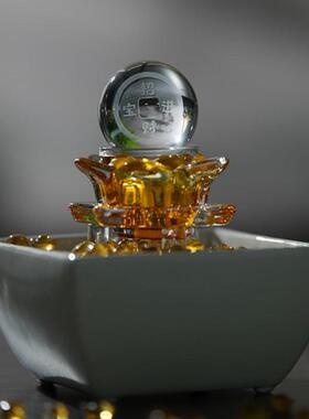 转球流水摆件循环水招财客厅玄关小型桌面创意装饰造景风水轮礼物