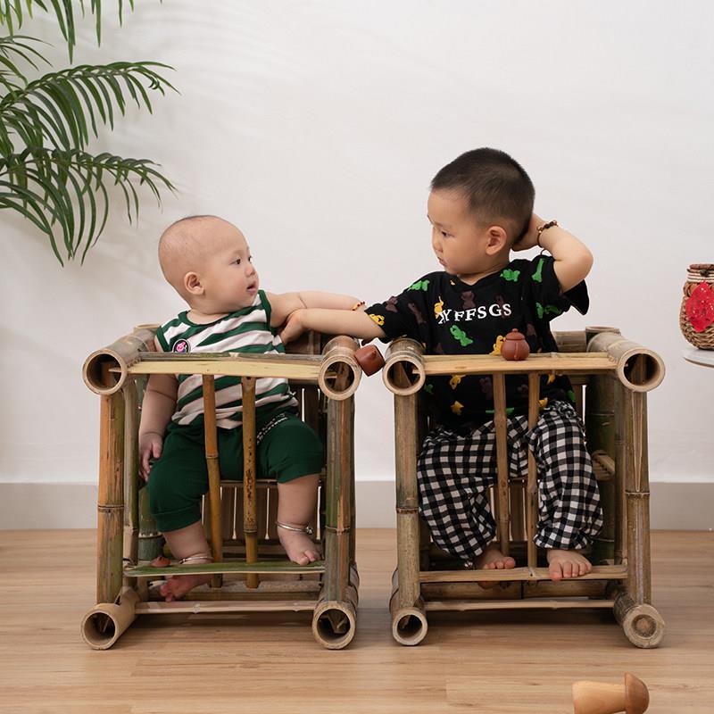 Natural bamboo handmade baby dining chair removable children's chair Chaoshan mother and child chair