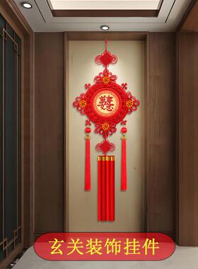 中国结挂饰客厅大号桃木福字中国结玄关乔迁平安结背景墙装饰壁挂