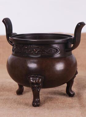 厂家 合金双耳三足香炉摆件 檀香炉 熏香炉家居