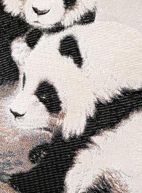 老秀馆蜀锦友谊卷轴丝绸挂画熊猫装饰壁画中国特色出国送老外礼物