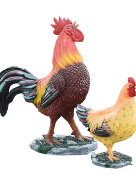 园林景观玻璃钢雕塑庭院别墅装饰品户外仿真动物农场大公母鸡摆件