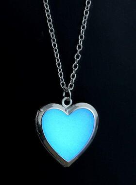 Glow in the Dark Necklace for women Photo Locket vintage Flu