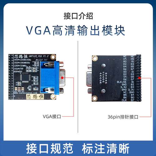 小梅哥GM7123 VGA视频模块 FPGA开发板 支援24位色 附学习代码 - 图2