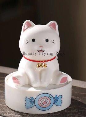 Ceramic Cat Urn Ash Powder Storage Jar Pet Death Supplies