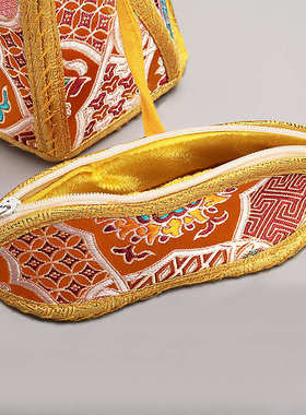 民族风尼泊尔藏传金刚铃杵套保护套绣花套刺绣收纳袋黄色铃铛用品