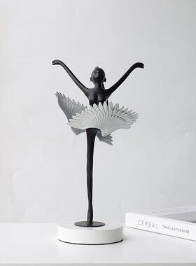 现代轻奢金属女孩芭蕾舞者工艺品礼物小雕塑客厅房间家居摆设装饰