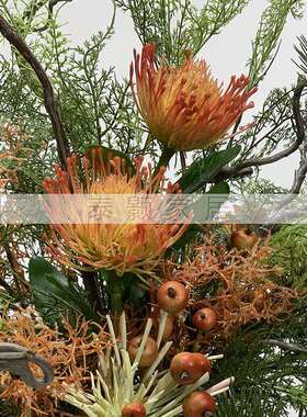 新中式仿真花艺售楼处酒店客厅茶几玄关干花造型装饰桌面创意摆件