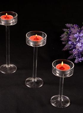手工制作玻璃烛台 欧式水晶高脚烛台 浪漫晚餐 摆件
