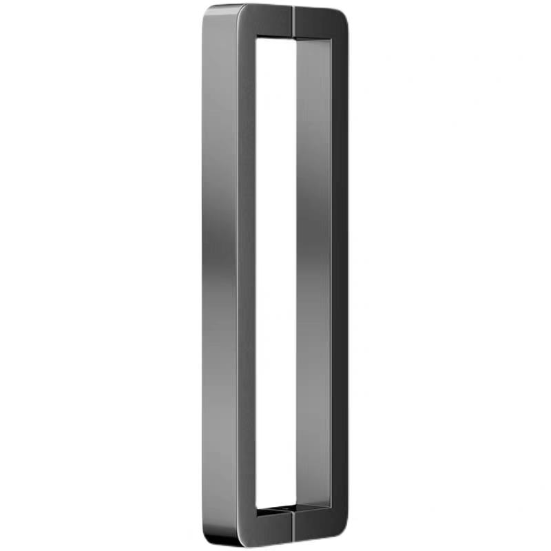 Frameless glass door handle, no fingerprints, rose black titanium shower room, anti-collision stainless steel square tube door handle