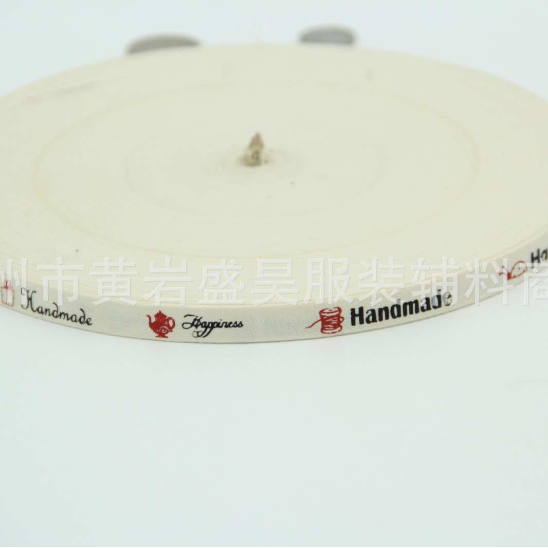 1cm平纹商标带 印花平纹棉带 花纹包边带 彩色包边条 图案布条 - 图0