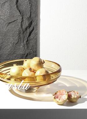 水果盘客厅茶几餐厅别墅酒店托盘收纳盘果篓软装饰品轻奢玻璃果盘