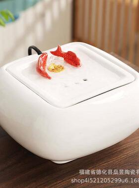 创意陶瓷流水循环水招财办公室桌面装饰品茶几喷泉水景小摆件开