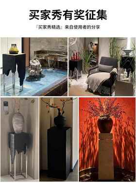 大理石底座雕塑桌，客厅电视柜旁的落地入口艺术展示桌，无障碍豪