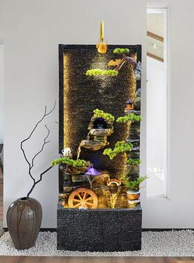 中式水幕墙假山流水落地装饰摆件水景户外瀑布喷泉简约庭院流水