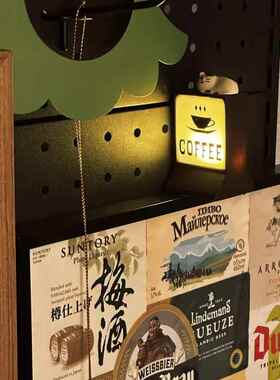 覆古猫咪咖啡机装饰coffee小夜灯桌面摆件磁吸冰箱贴氛围感礼物