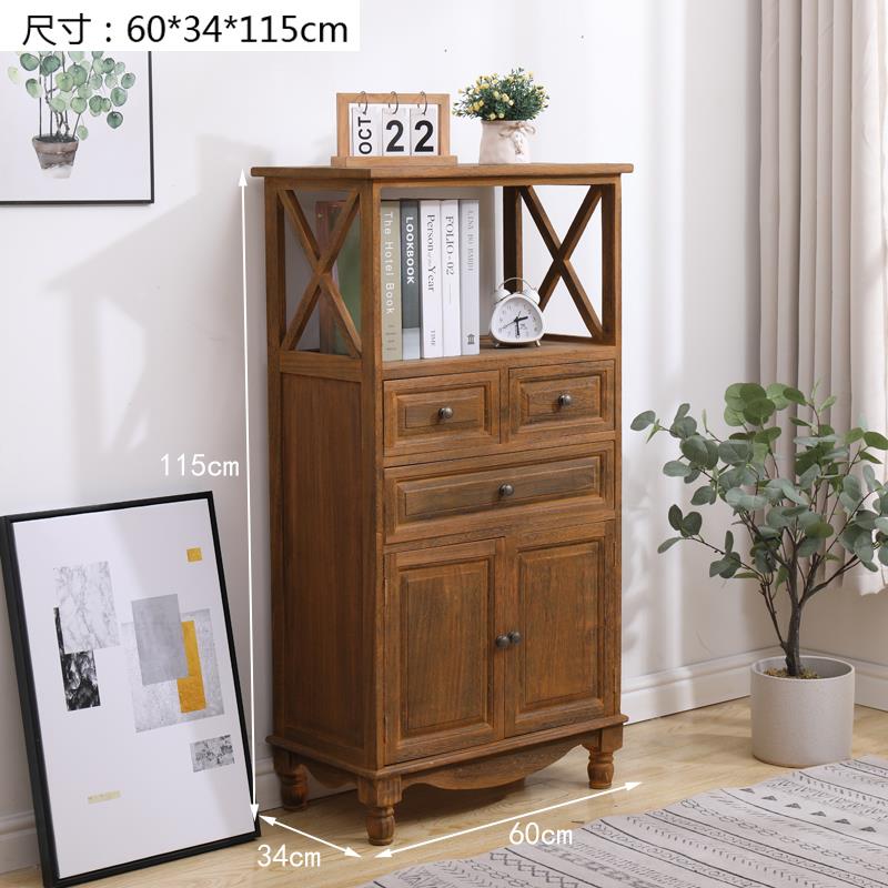 正品斗柜实木美式用收特纳储物柜客厅室靠墙小柜子家高五斗柜带门 - 图2