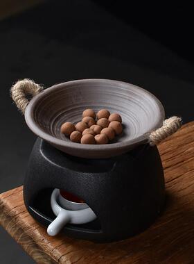 日式粗陶HY-26012香薰烤茶炉黑陶方提香器茶温炉功夫四茶具醒套组