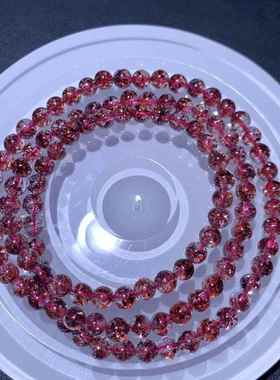 老矿天然金草莓晶手链全红超七三轮骨手串 精美珠链珠串规格5.4mm