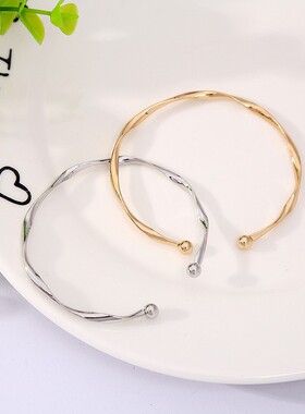 跨境欧美风手镯高级感冷淡风手环时尚波浪纹简约潮酷个性手饰