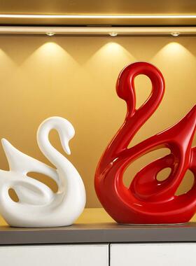 现代简约陶瓷福字摆件家居客厅酒柜装饰品玄关桌面件乔迁结婚礼物