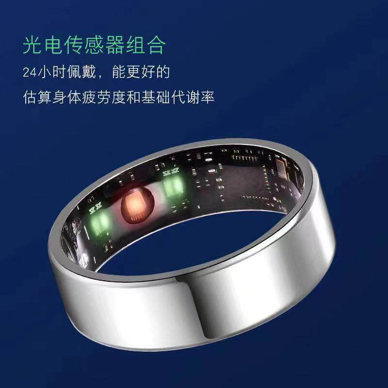 Smart ring heart rate blood oxygen health step counting pressure monitoring tungsten steel titanium steel ring black technology video artifact