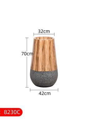 厂家种植玻璃钢花盆户外落地定制木纹摆件盆栽室内水泥花瓶大号