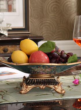 欧式干果盘双复美式装JEK饰摆件三分格古家用客厅创层意茶几水果