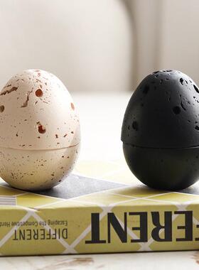 日本进口侘寂风仿洞石香薰炉装饰摆件精油扩香石桌面檀香炉鸡蛋造