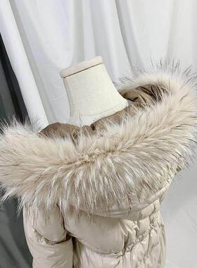 羽绒服帽子毛领单卖买专用大衣毛子派克服衣服可拆卸灰色的女