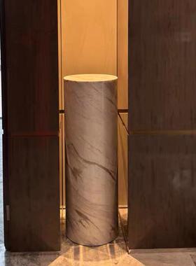 圆柱形大理石底座玄关圆柱摆件石墩花架现代简约落地摆件圆柱装饰