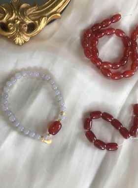 和田玉手串女羊脂白玉水晶翡翠玉石晴水散珠子绿松石手镯南红手链