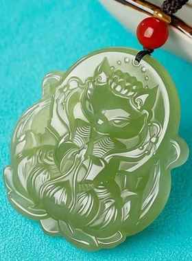 2026冰透青白色九尾狐吊坠男女款晴湖水吊坠项链狐狸雕刻精美挂件