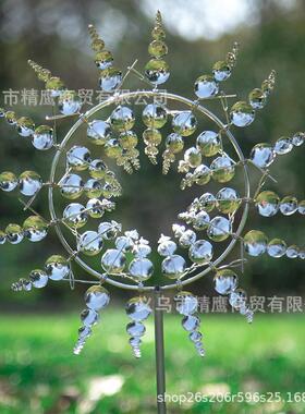 跨境新款户外金属风车创意花园风车插件铁艺风转庭院花园草坪装饰