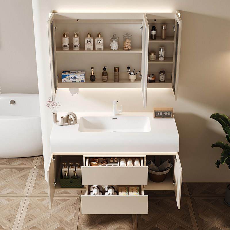 新款奶油风浴室柜组合肤感陶瓷一体盆洗手池柜洗脸洗漱台组合台面,淘宝优惠券,粉丝福利购,淘宝优惠卷