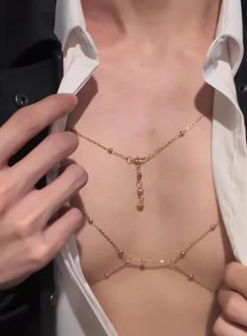 胸链身体链男士大码性感高级铃铛项圈项链条装饰品配饰颈链条腰链