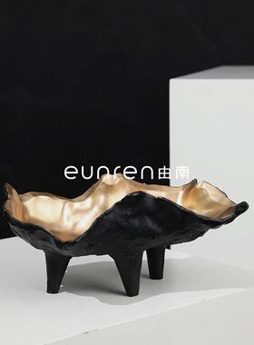 现代样板间树脂简约高脚水果盘摆件售楼处家居客厅茶几收纳托盘