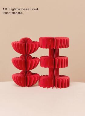 逅里 好运连旺 新中式红色摆件玄关招财桌面装饰乔迁春节新年摆件