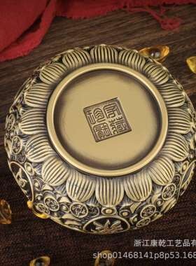 铜工艺品聚宝盆金钱聚宝盆铜摆件桌面摆件开业铜盆