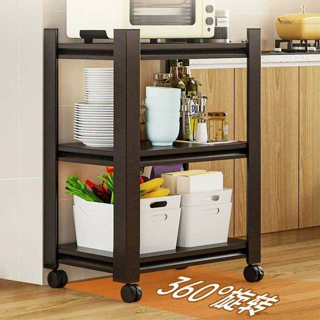 Kitchen storage rack movable multi-layer floor-standing microwave oven multi-function storage pot rack household shelves Sensheng