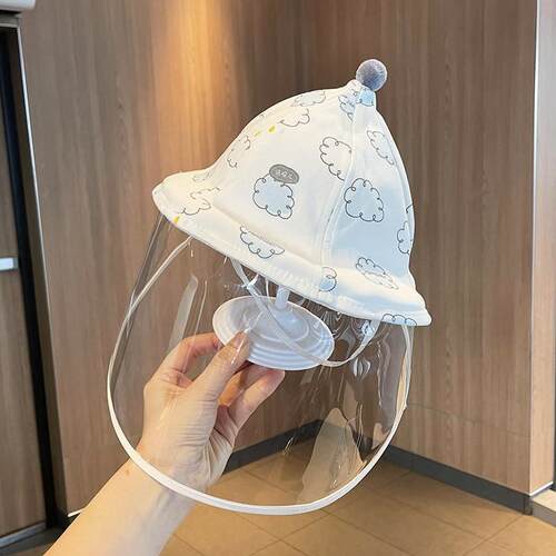 婴幼儿外出防护面罩儿童全脸新生婴儿小月龄宝宝初生防疫帽防飞沫 - 图0