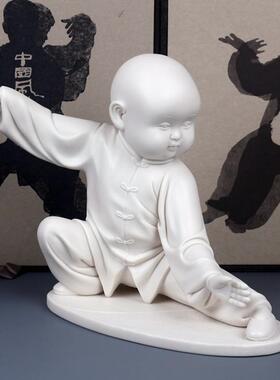 太极瓷功夫小和尚陶艺品白瓷人物太 术家居装饰创ZG-19364意礼品